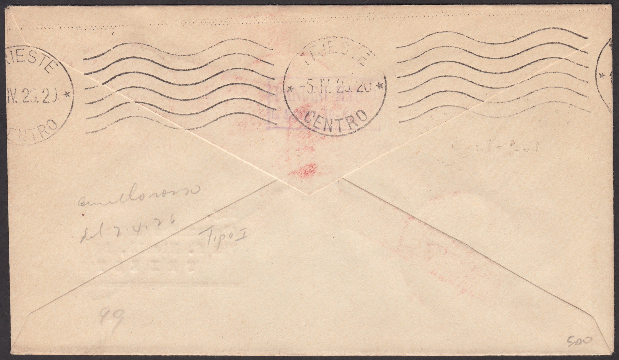 1926 - Primo servizio postale aereo 1/4/1926 Venezia-Trieste con francescano c. 60 carminio + Posta Aerea c. 60 grigio (195 + PA3)