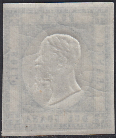 PN197 - 1861 - Effigie di V.E. II volta a destra, 2 grana azzurro scuro nuovo con gomma originale integra (20d)