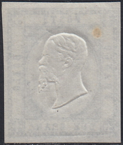 PN204 - 1861 - Effigie di V.E. II volta a destra, 2 grana azzurro oltremare vivo nuovo con gomma originale integra (20ea)
