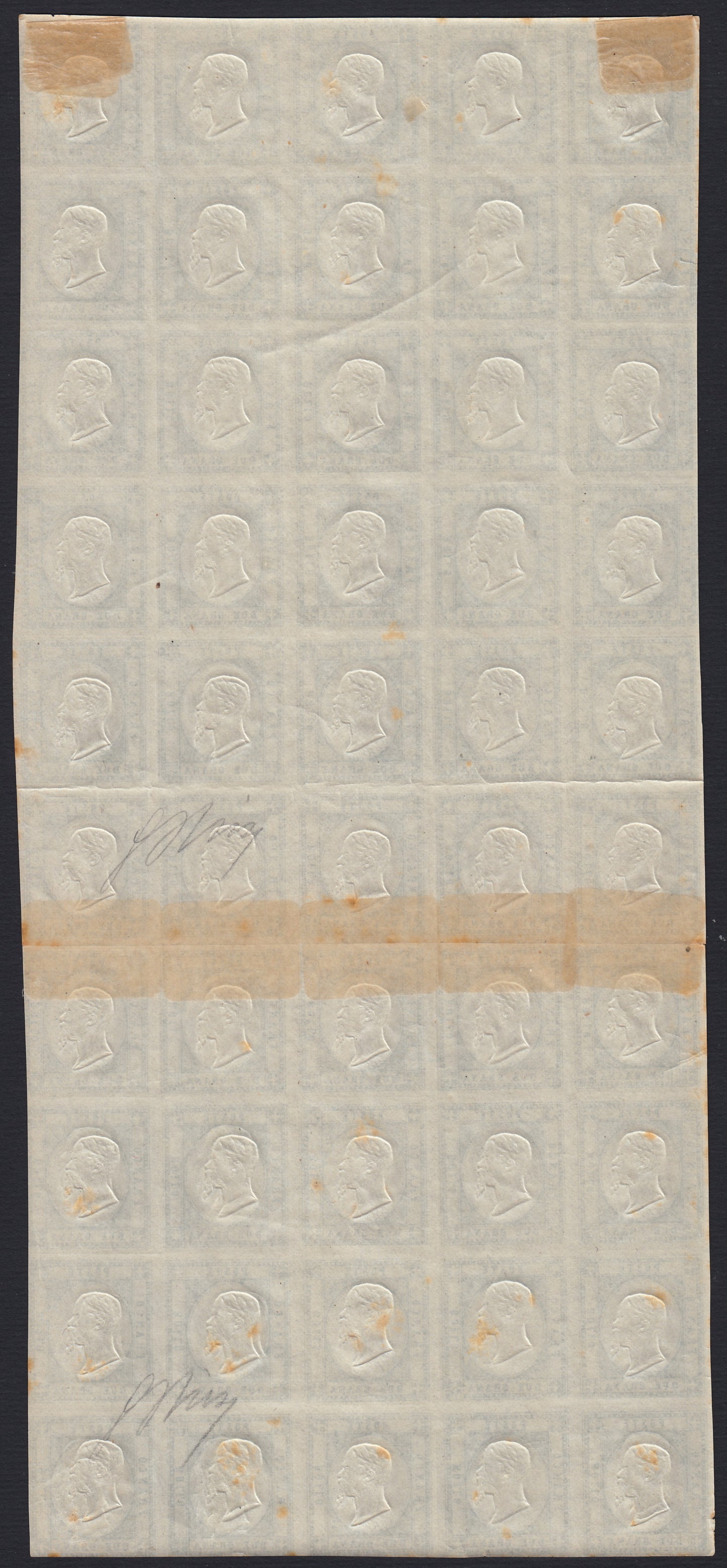 PN230 - 1861 - Province Napoletane, 2 grana azzurro foglio completo di 50 esemplari nuovo con gomma (20b)