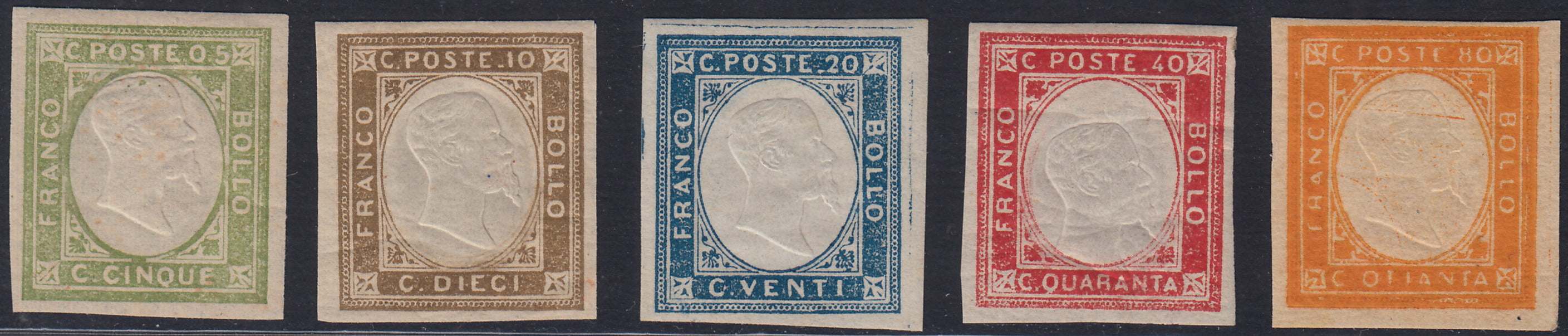 1861 - 1 black grain, copy with triple effigy, new with original rubber (19 AD). Cardillo certificate.