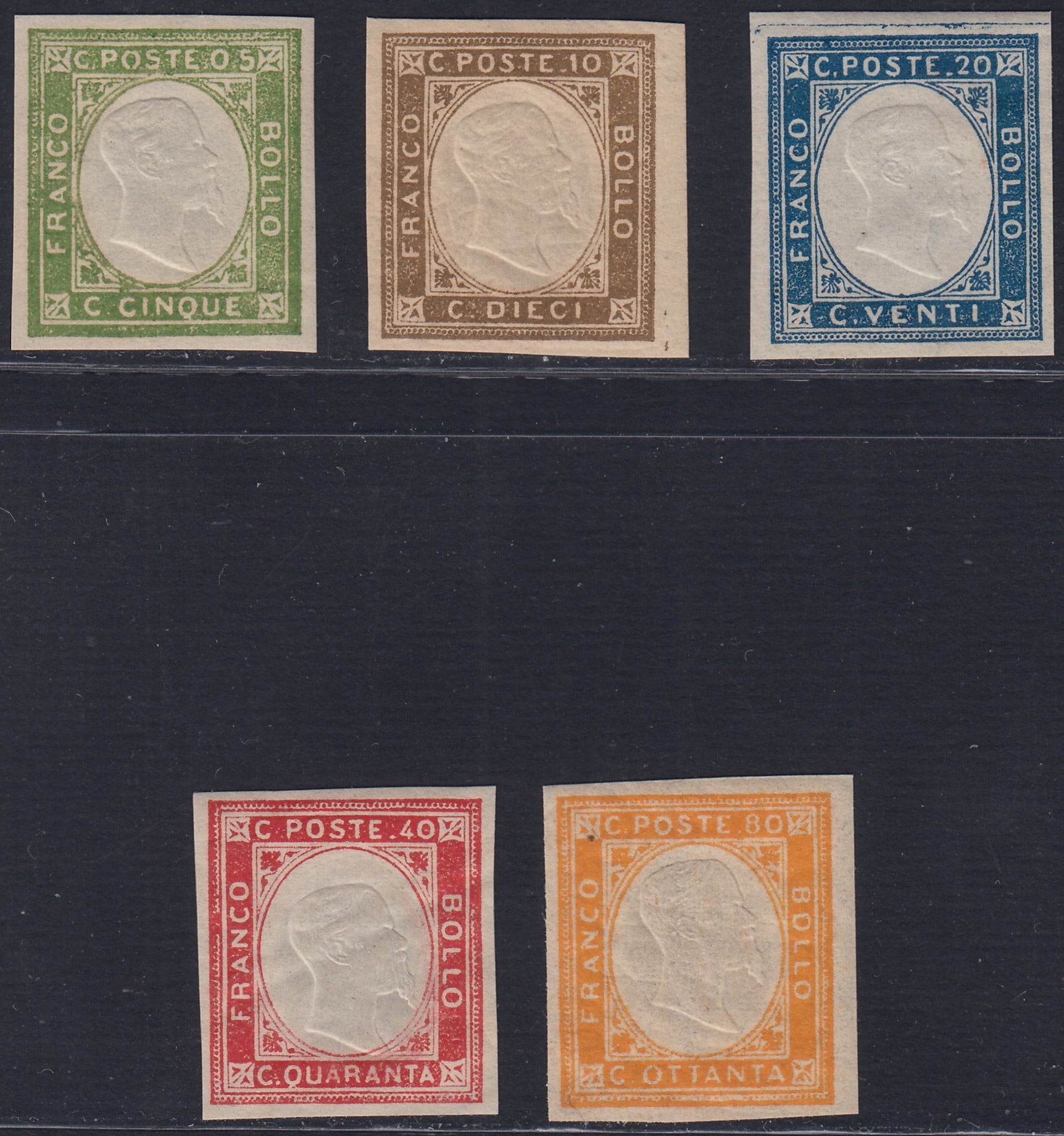 1861 - 1 black grain, copy with triple effigy, new with original rubber (19 AD). Cardillo certificate.