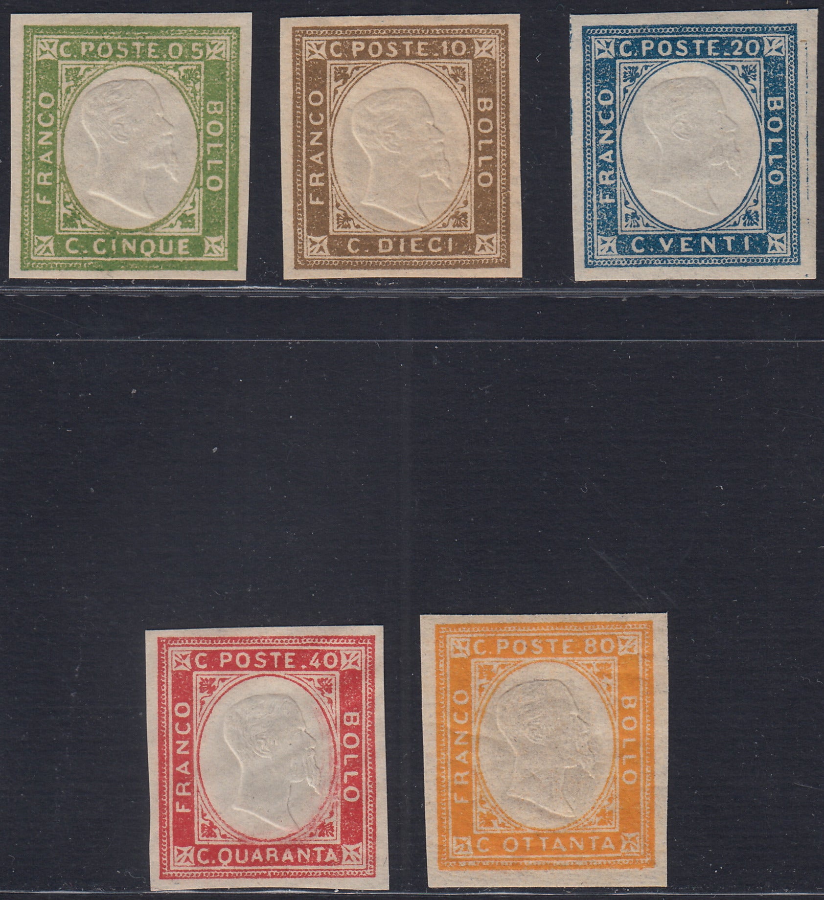 1861 - 1 black grain, copy with triple effigy, new with original rubber (19 AD). Cardillo certificate.