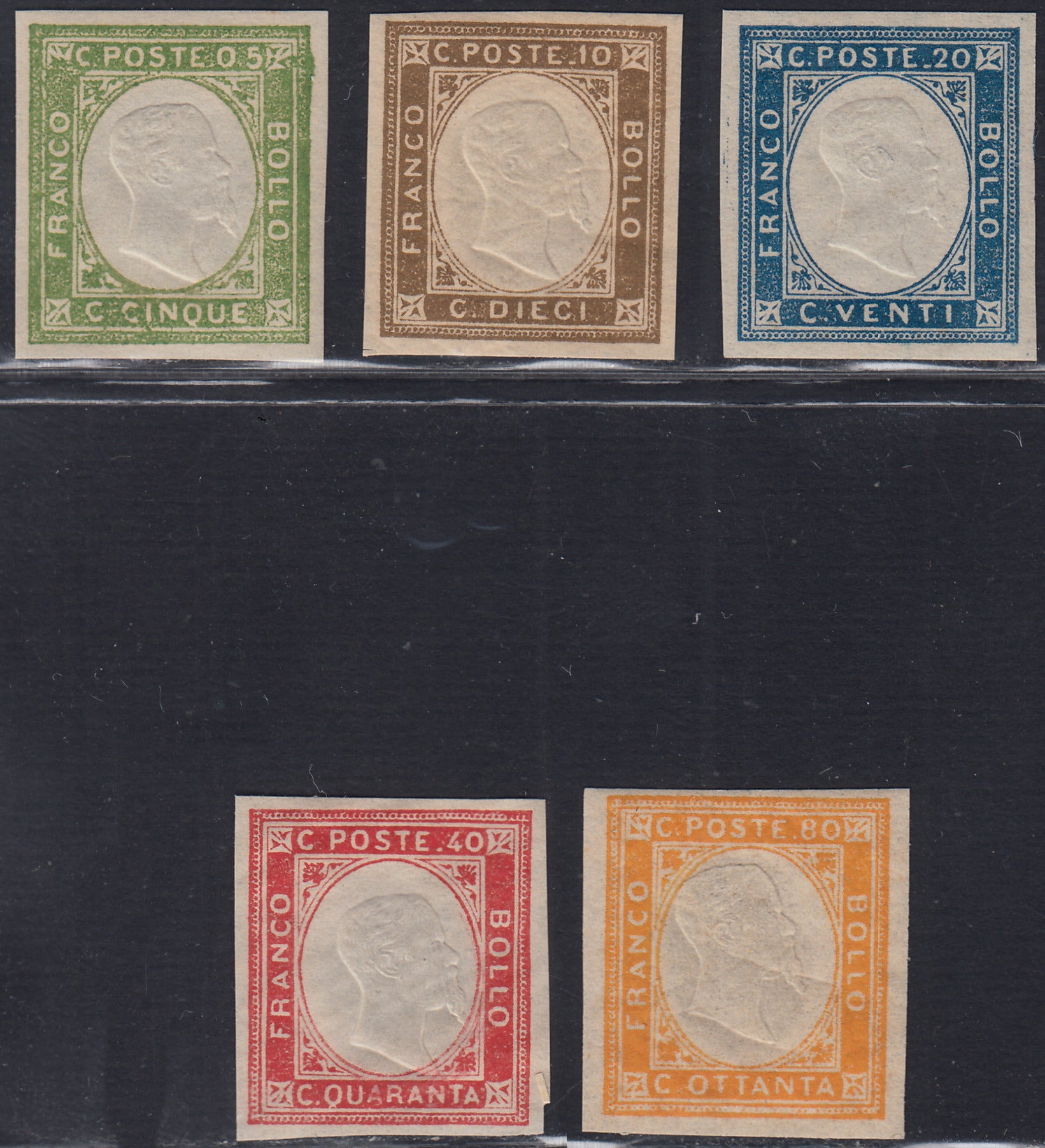 1861 - 1 black grain, copy with triple effigy, new with original rubber (19 AD). Cardillo certificate.