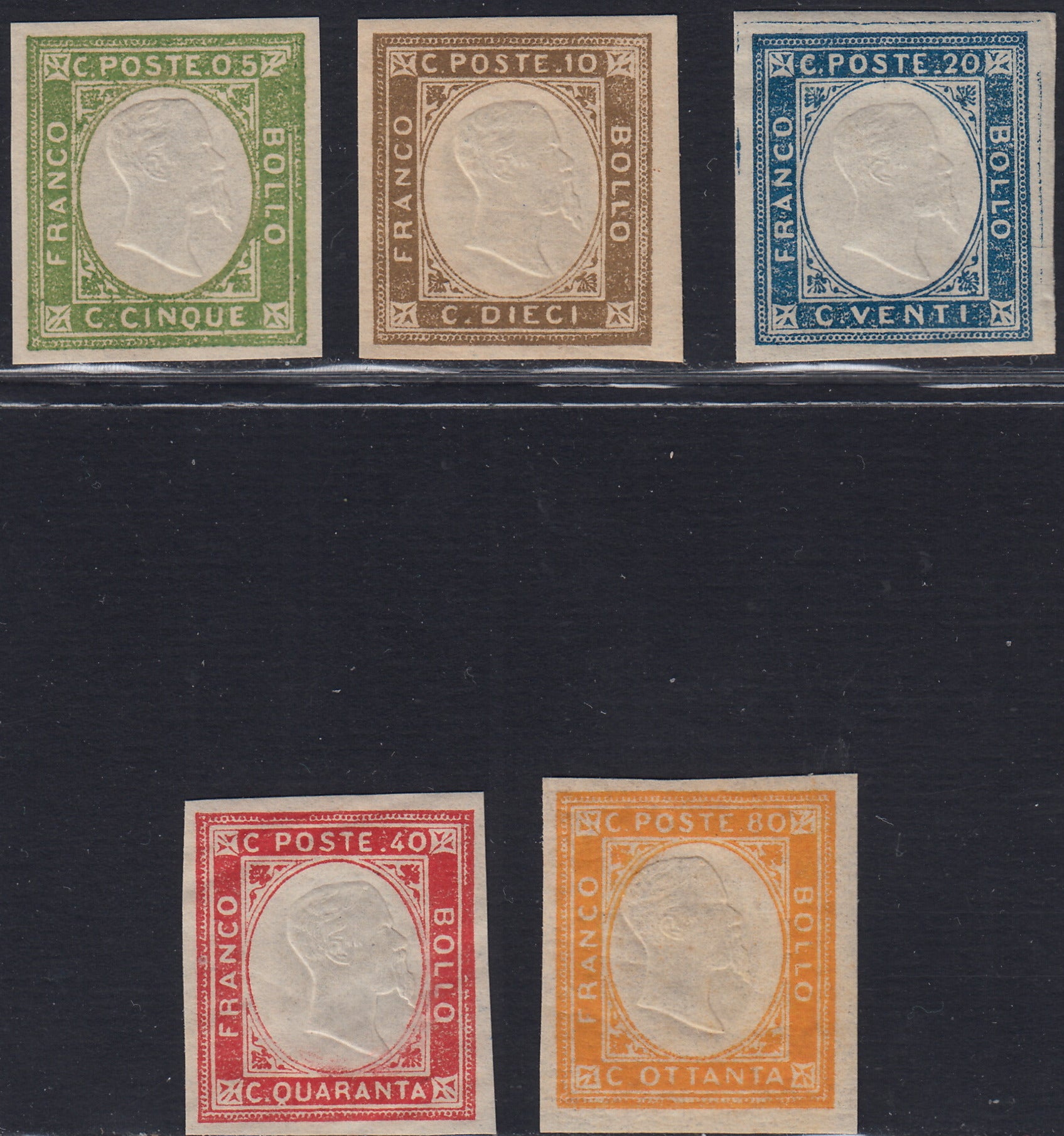 1861 - 1 black grain, copy with triple effigy, new with original rubber (19 AD). Cardillo certificate.
