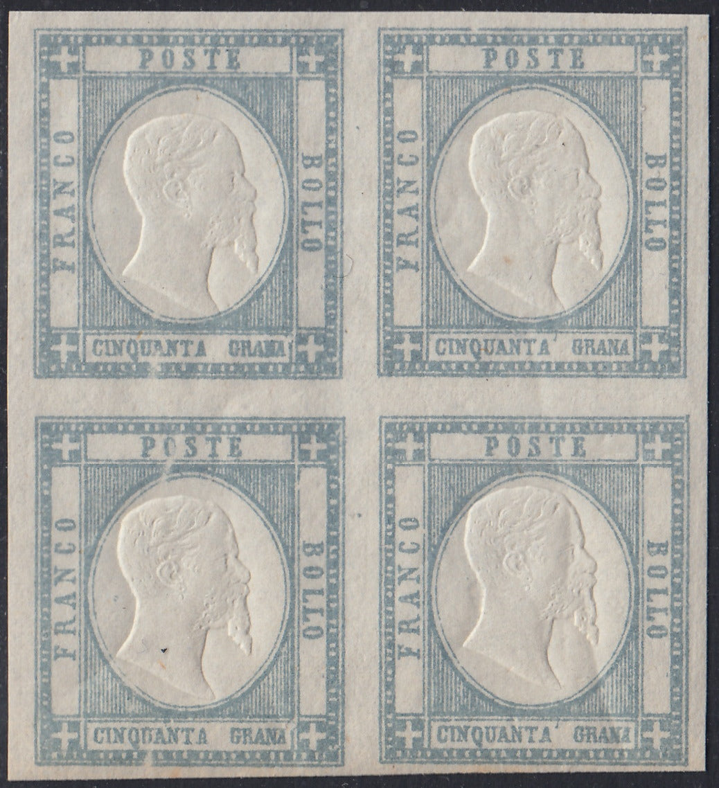 PN96 - 1861 - 50 grain pearl gray block of four, new with intact gum, beautiful (24).