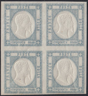 PN96 - 1861 - 50 grain pearl gray block of four, new with intact gum, beautiful (24).