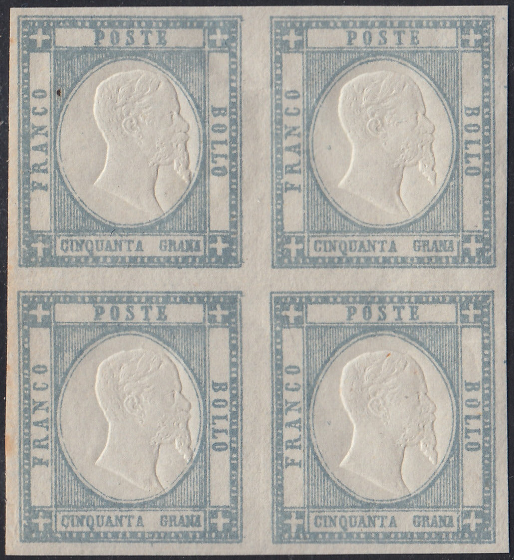 PN97 - 1861 - 50 grain pearl gray block of four, new with intact gum, beautiful (24).