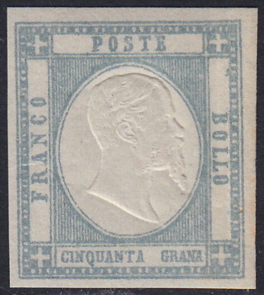PN89 - 1861 - Effigie di V.E. II volta a destra, 50 grana grigio perla nuovo con gomma integra (24)