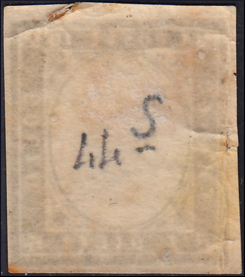 PP1068 - 1861 - IV emissione c. 10 oliva grigio scurissimo I tavola nuovo con gomma originale e senza effigie (14Cb, varietà)