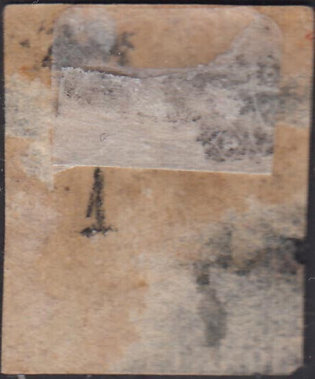 PP140 - 1840 - 1 penny nero detto "Penny Black", lettere E - C usato con croce di Malta rossa (1).