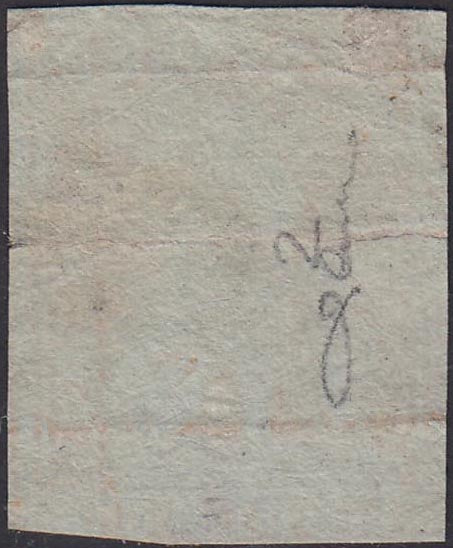 PP230 -  1851 Leone di Marzocco, 1 soldo ocra su carta grigia e filigrana corona, usato (2)