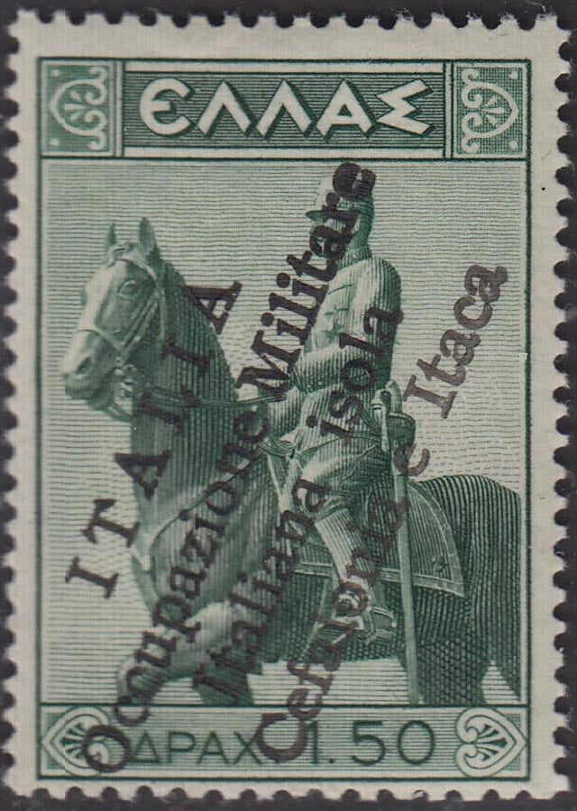 PP4049 - Stamp of Greece from the Equestrian Monuments series, with hand overprint of Argostoli, new with intact gum (69)