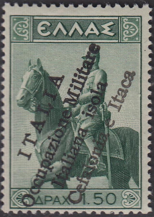 PP4049 - Francobollo di di Grecia della serie Monumenti Equestri, con soprastampa a mano di Argostoli nuovo con gomma integra (69)