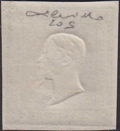 PP720 - 1861 - Stampati, c. 2 grigio nero esemplare senza cifra ma con impressione dell'effigie sovrana nuovo con gomma integra, così detto "sperimentale" (20S).
