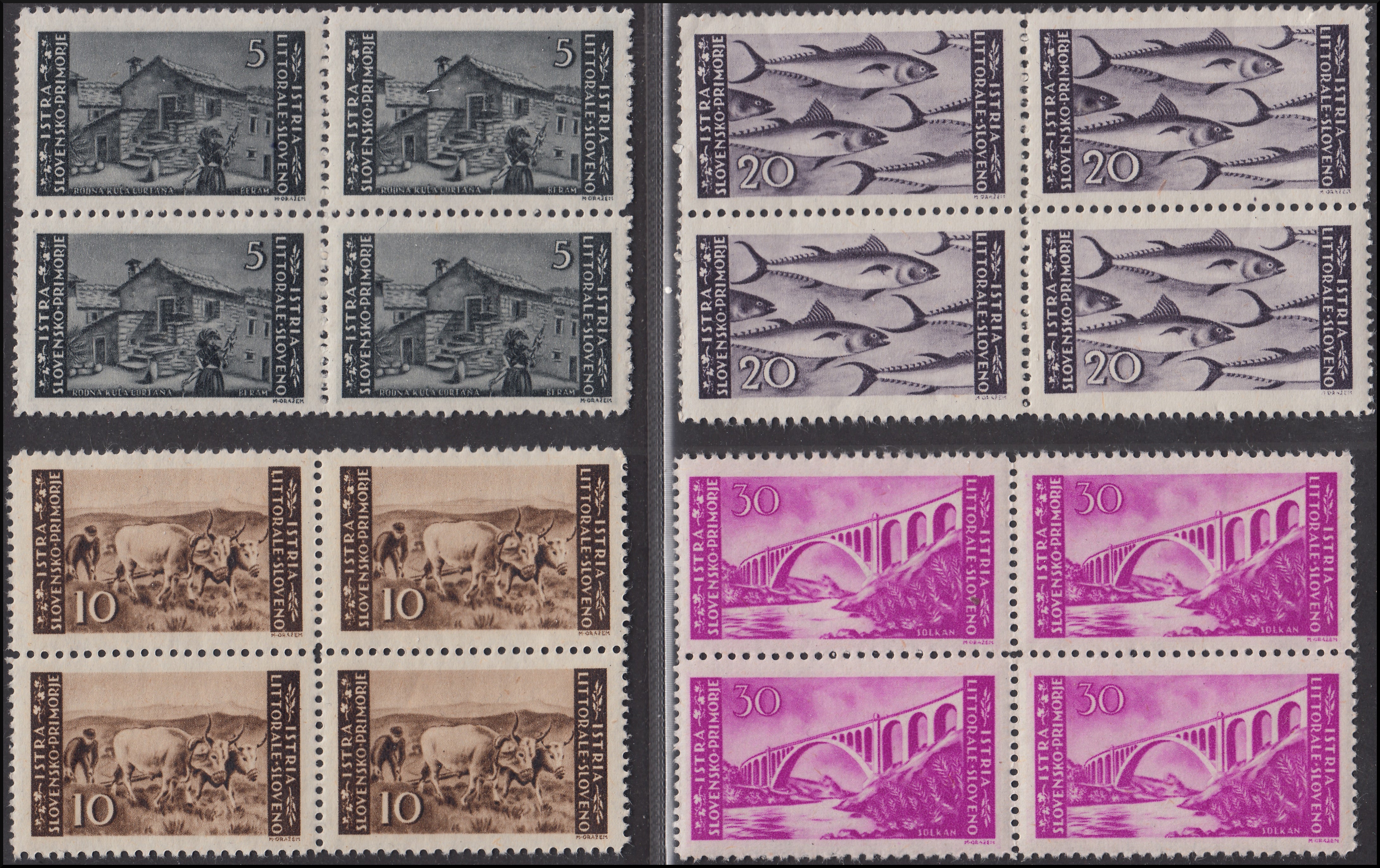 Bilingual issue, fish from the previous issue overprinted, cpl series. of 2 new copies (61, 62)