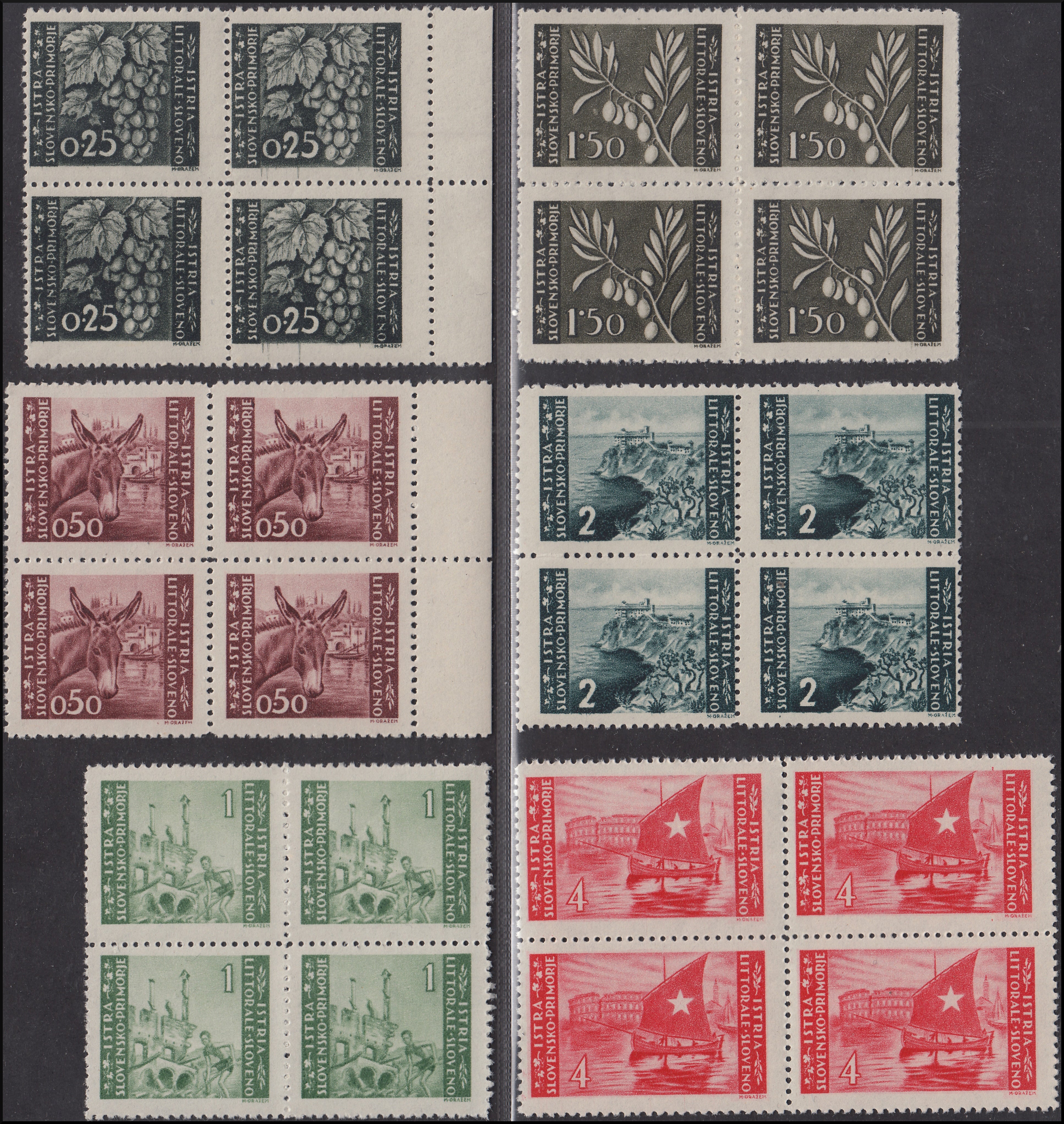 PPP1013 - 1945 - Emissione bilingue Tiratura di Zagabria, serie completa nuovi con gomma integra in quartine (51/60).