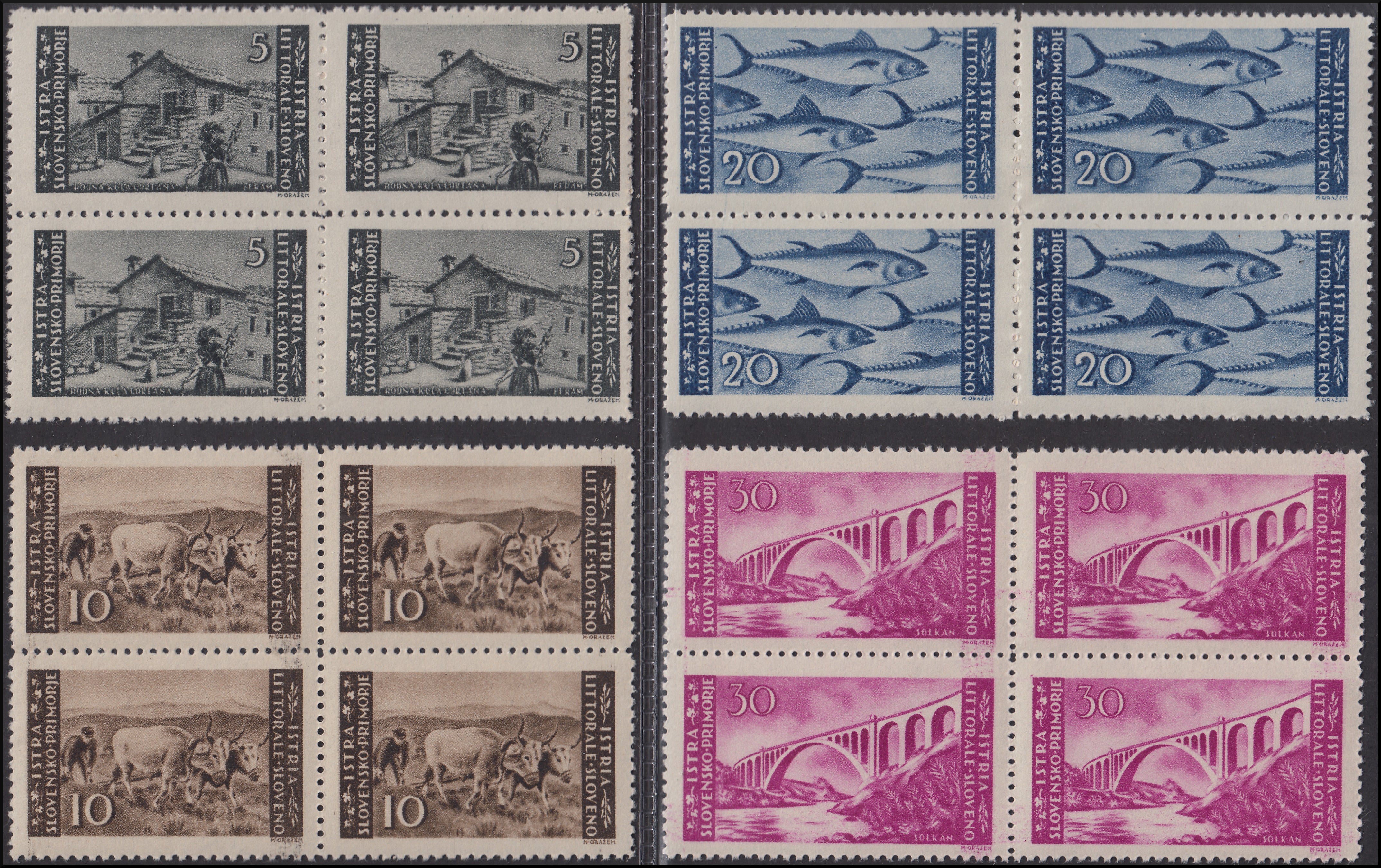 PPP1013 - 1945 - Emissione bilingue Tiratura di Zagabria, serie completa nuovi con gomma integra in quartine (51/60).