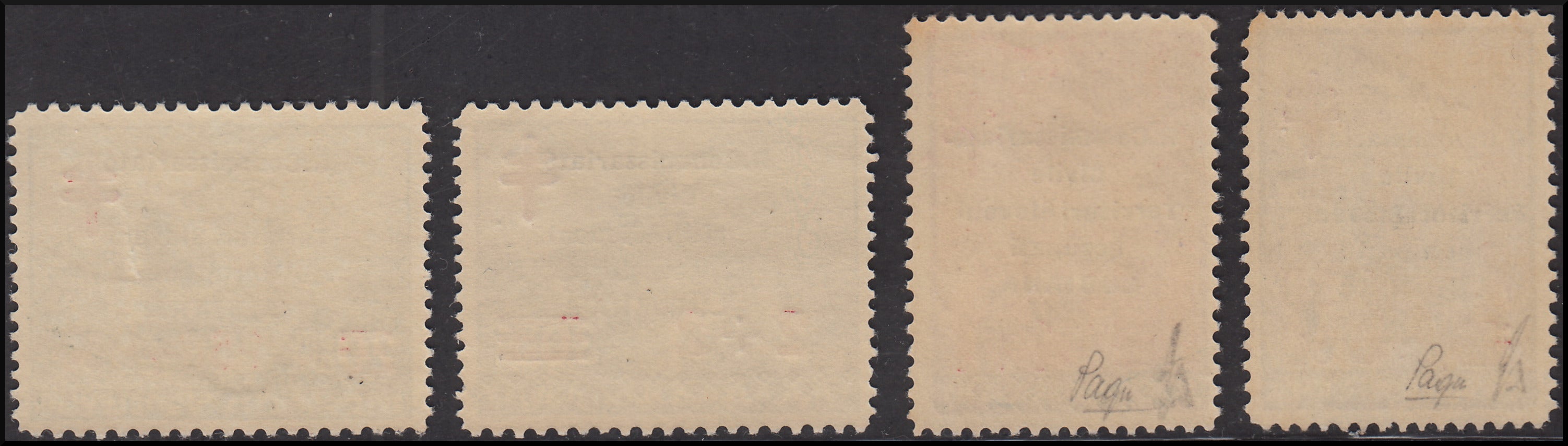 PPP568 - 1941 - Francobolli di Jugoslavia di Posta Aerea con soprastampe Croce Rossa di tipo diverso, serie di 4 valori nuova gomma integra (35/38)