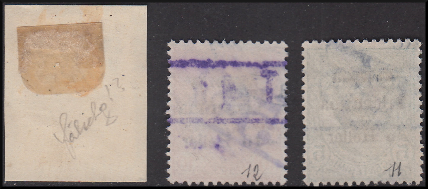 PPP617 - 1918 - Trentino Alto Adige, Bolzano office 3, temporary postage stamps overprinted "Venezia Tridentina" and horizontal overprint T and larger body digit between two lines, used (BZ3/11-13)