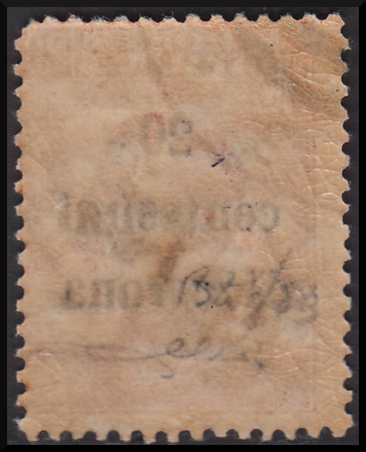 PPP638 - 1918 - Trentino Alto Adige, ufficio di Bolzano 3, segnatasse provvisorio soprastampa 20 cent. di corona su c. 20 arancio e TAXE diagonale dal basso verso l'alto in colore rosa, nuovo (BZ3/62) Unito BZ3/53 usato.
