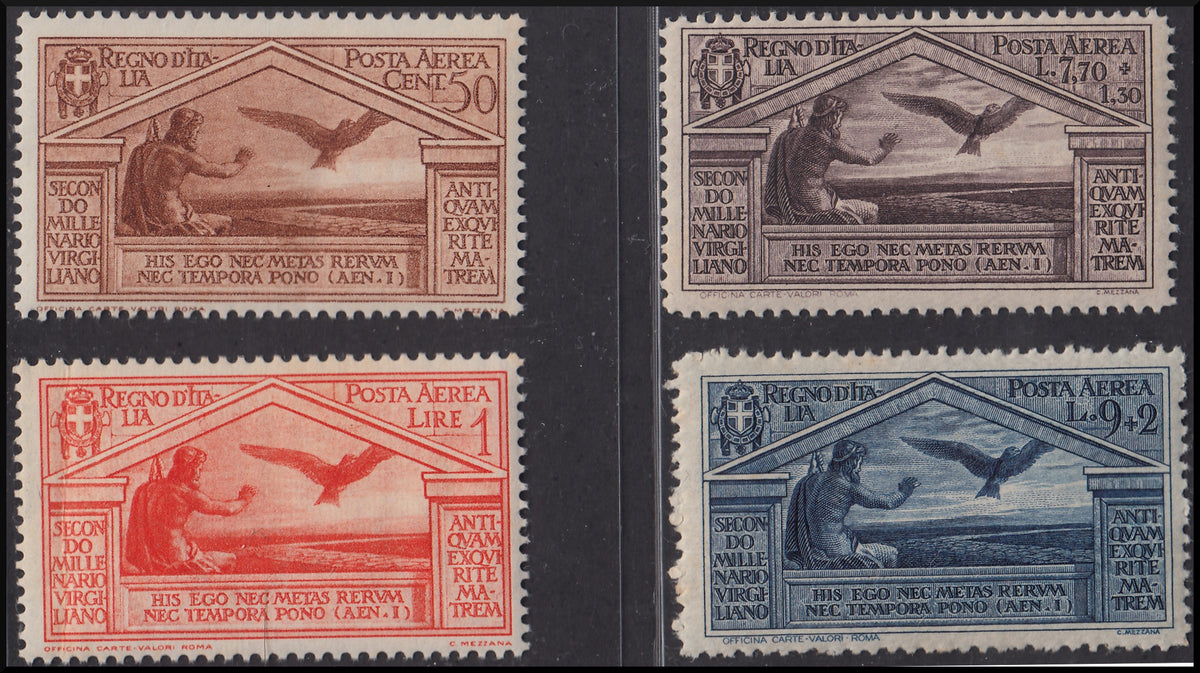 PPP734 - 1930 - Bimillenario der Geburt Vergils, komplette Serie für Normalausgabe + Luftpost, neu mit originalem Gummi, ein Paar Werte mit zweifarbigem Gummi (282/290 + A21/A24).