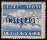 PPP735 - 1945 - Occupazione tedesca dell'Egeo, francobollo di franchigia militare celeste perforazione a zig-zag e soprastampa INSELPOST (emissione di RODI) nuovo gomma originale (2)
