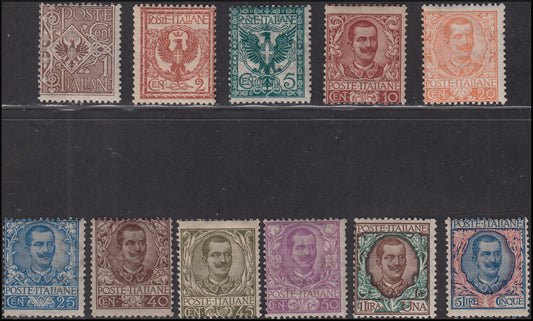 PPP745 - 1901 - Floreale, serie completa di posta ordinaria nuova con gomma originale (68/78)