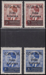 PPP789 - 1944 - Francobolli di Jugoslavia sovrastampati "Boka Kotorska", serie completa di 4 valori nuovi con gomma integra (7/10)