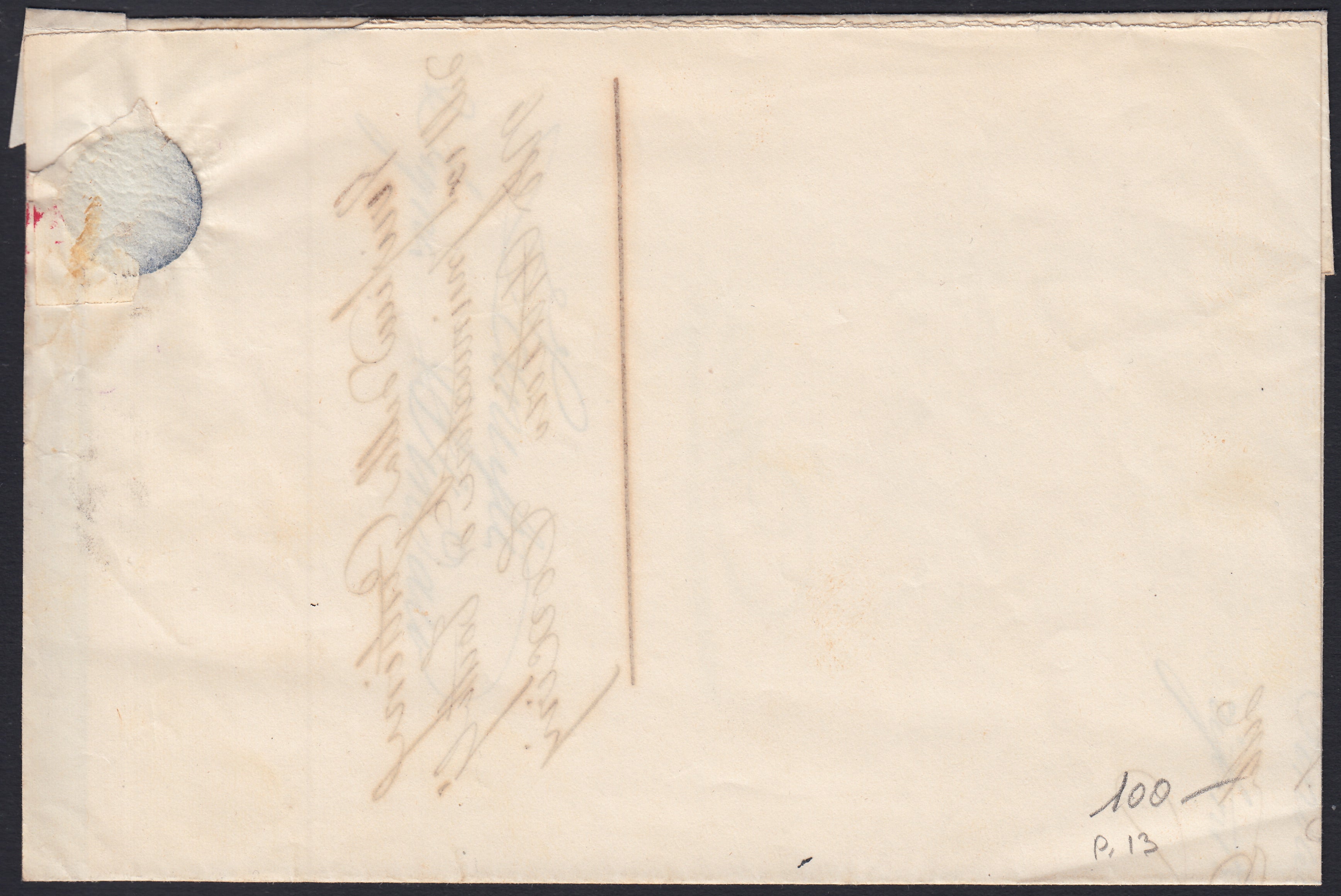 Pref17 - 1852 - Lettera in Franchigia da Lanusei per città 12/5/54. Annullo punti 8.