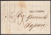 Pref24 - 1860 - Lettera in Porto Assegnato da Genova per Sassari 14/2/60, annullo TERRAFERMA apposto allo sbarco.