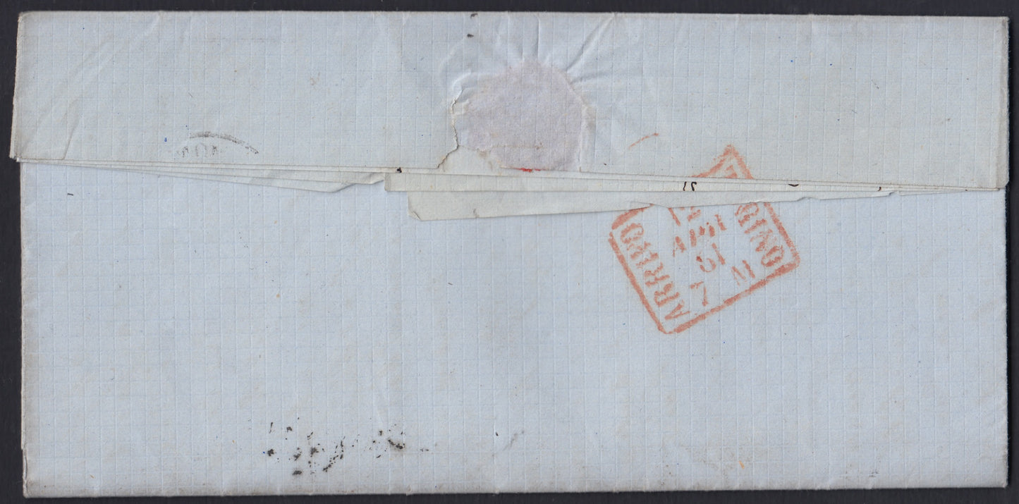 Pref5 - 1861 - Letter sent from Chambery to Turin 11/4/61 forwarded to Mont Cenis.