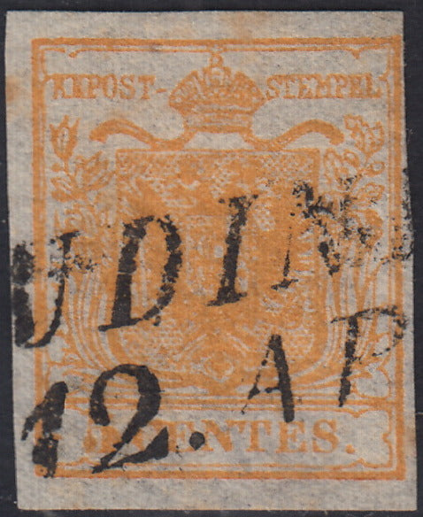 Lotto 110 - Lombardo Veneto, I emissione c. 5 giallo ocra usato (1)