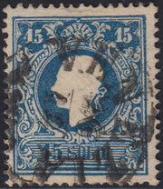 Lotto 125 - Lombardo Veneto, II emissione I tipo s. 15 azzurro usato (27).