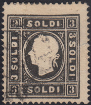 Lotto 126 - Lombardo Veneto, II emissione II tipo s. 3 nero usato (29).