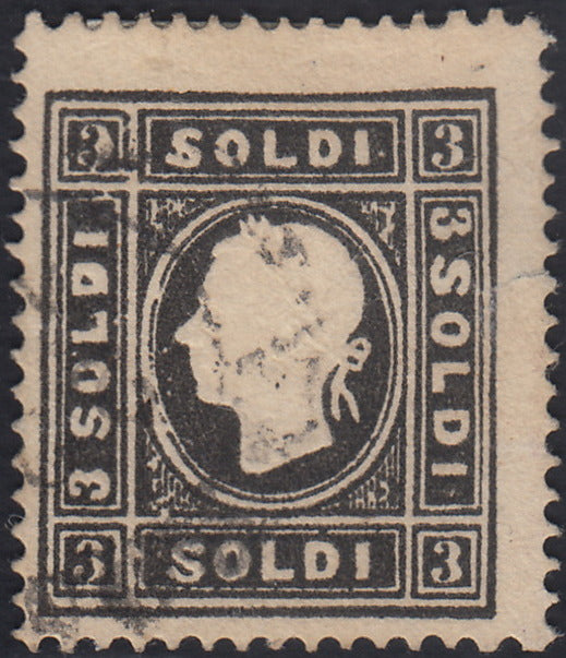 Lotto 126 - Lombardo Veneto, II emissione II tipo s. 3 nero usato (29).