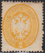 Lotto 131 - Lombardo Veneto, IV emissione s. 2 giallo nuovo con gomma originale (36). Firme Guglielmo Oliva ed Enzo Diena.