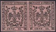 Lotto 146 - Modena II emissione c. 10 rosa vivo coppia orizzontale nuova con gomma originale (9a)