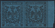 Lotto 148 - Modena II emissione c. 40 azzurro scuro coppia orizzontale nuova con gomma originale (10)