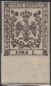 Lotto 150 - Modena II emissione L. 1 bianco nuova con gomma originale (11)