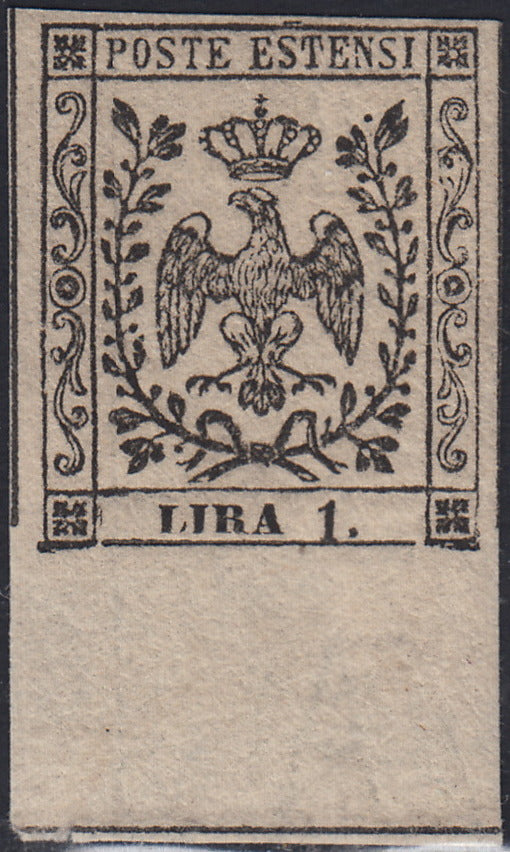 Lotto 150 - Modena II emissione L. 1 bianco nuova con gomma originale (11)