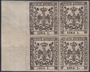 Lotto 151 - Modena II emissione L. 1 bianco quartina nuova con gomma originale (11)