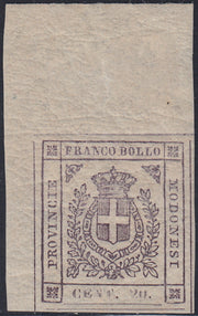 Lotto 162 - Governo Provvisorio di Modena, c. 20 lilla grigio chiaro nuovo con gomma integra (16)