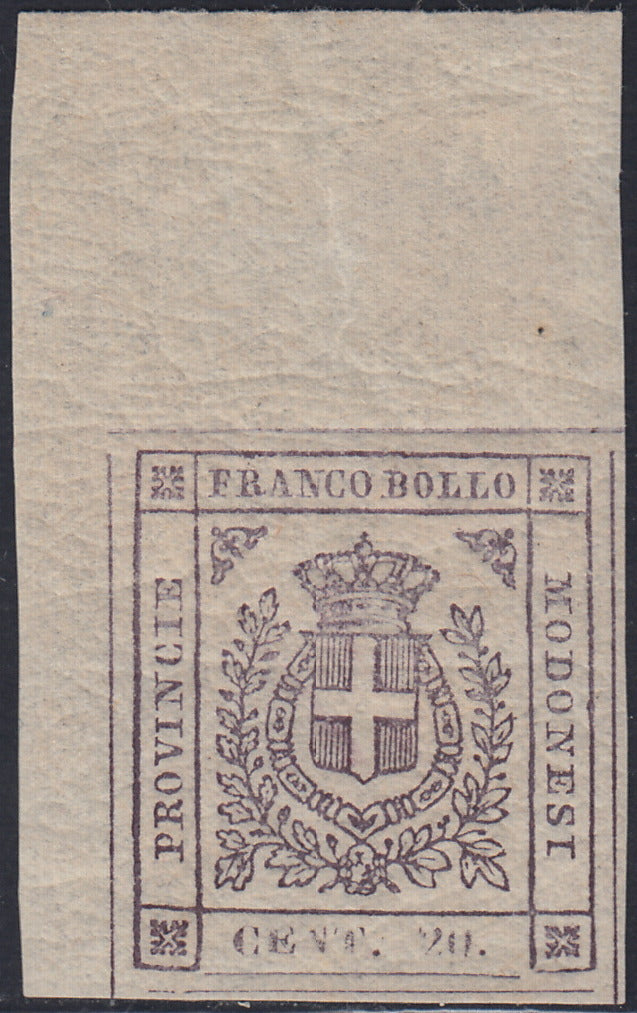 Lotto 162 - Governo Provvisorio di Modena, c. 20 lilla grigio chiaro nuovo con gomma integra (16)
