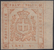 Lotto 163 - Governo Provvisorio di Modena, c. 80 bistro arancio nuovo con gomma originale (18); firma Giulio Bolaffi.