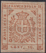 Lotto 164 - Governo Provvisorio di Modena, c. 80 arancio bruno nuovo con gomma originale (18a); Firme Emilio Diena, Alfredo Fiecchi.