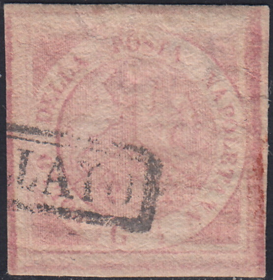 Lotto 165 - Regno di Napoli 1/2 grano rosa chiaro I tavola usato (1). Firma Alberto Diena.