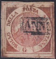Lotto 167 - Regno di Napoli 1/2 grano carminio vivo II tavola usato (2a).