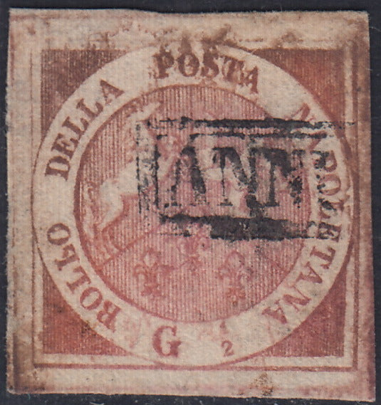 Lotto 167 - Regno di Napoli 1/2 grano carminio vivo II tavola usato (2a).
