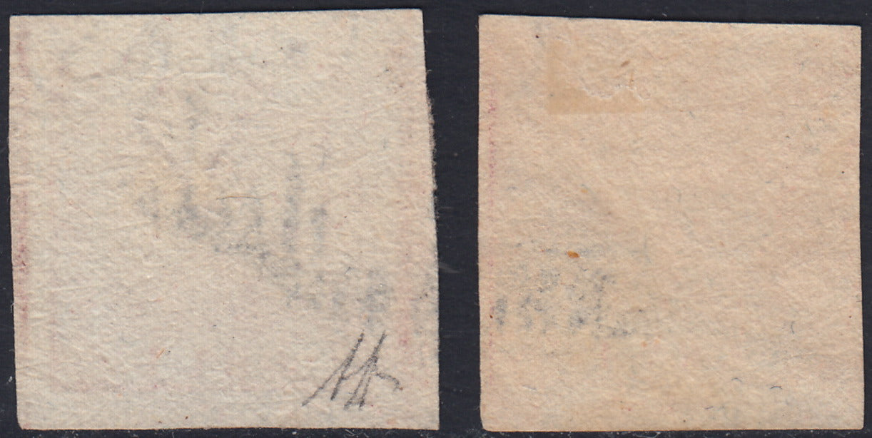 Lotto 168 - Regno di Napoli 1 grano rosa chiaro I tavola e 1 grano rosa carminio II tavola usati (3, 4).